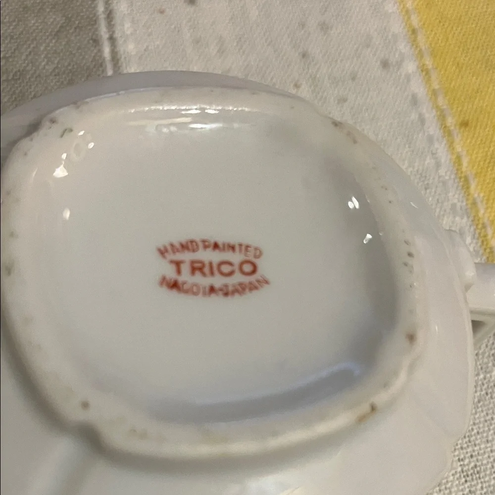 Antique hand-painted Porcelain  Creamer in White with flowers